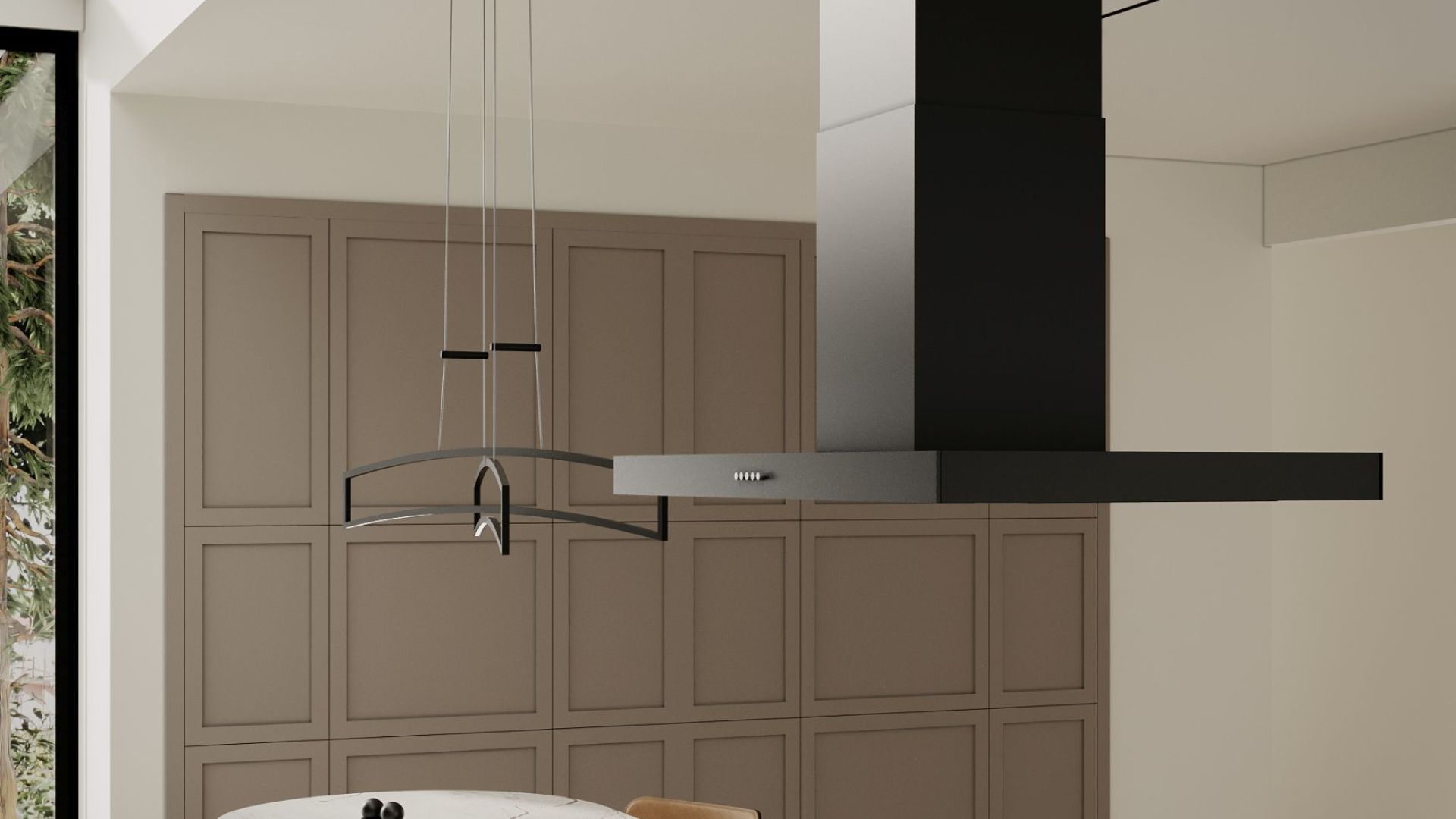 Ostrovčekový digestor Sento Eco Island Strips Black Matt - Čierna matná - Vizualizácia 7