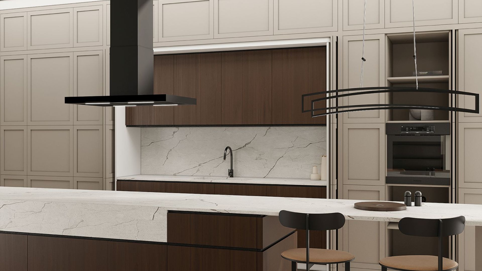 Ostrovčekový digestor Sento Eco Island Strips Black Matt - Čierna matná - Vizualizácia 8