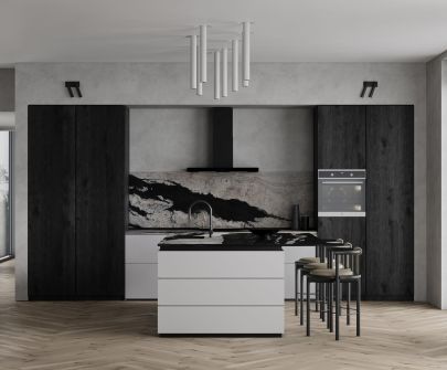 Digestor komínový Sento OR Strips Black Matt - Čierna matná - 50 cm / 60 cm / 80 cm / 90 cm - Vizualizácia