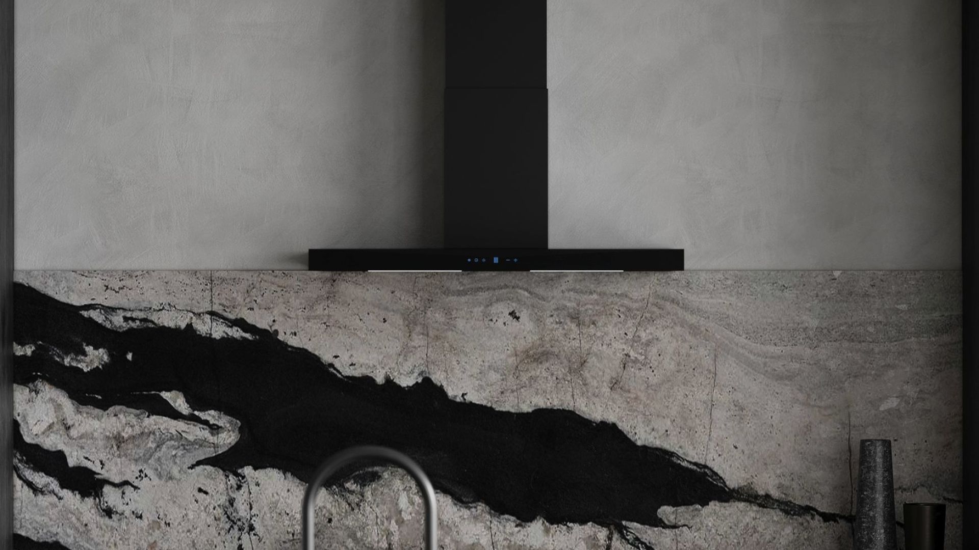 Digestor komínový Sento OR Strips Black Matt - Čierna matná - Vizualizácia 2