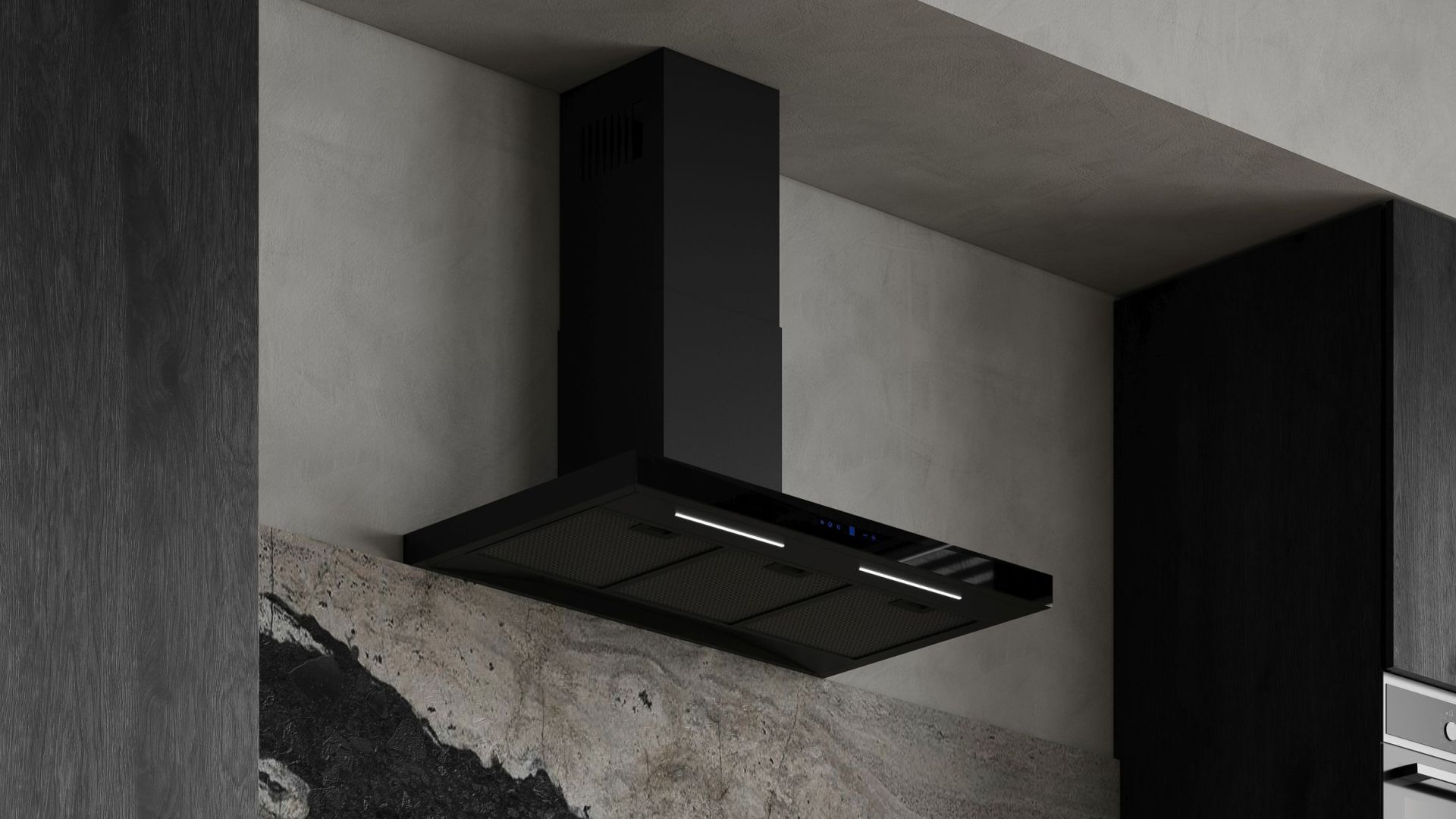 Digestor komínový Sento OR Strips Black Matt - Čierna matná - Vizualizácia 4