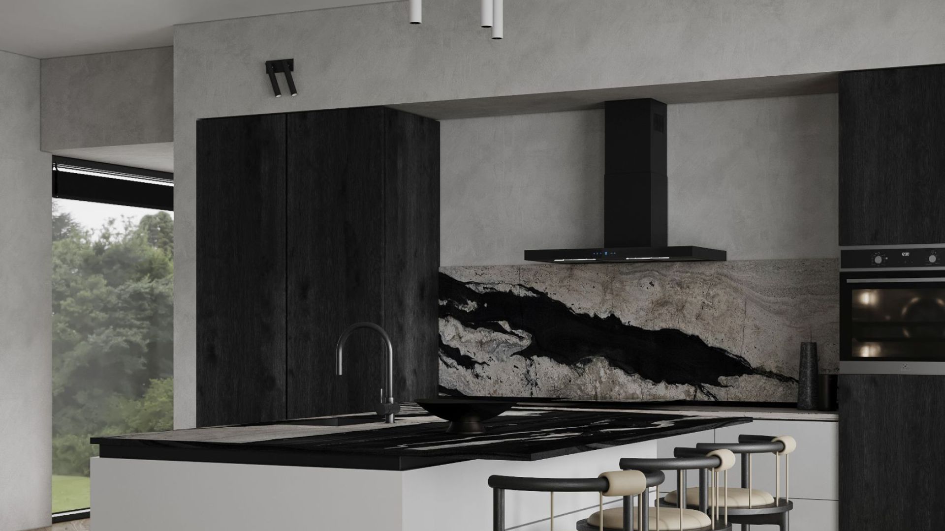 Digestor komínový Sento OR Strips Black Matt - Čierna matná - Vizualizácia 7