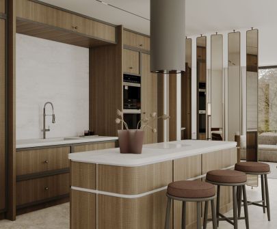 Ostrovčekový digestor Tubo Taupe - Taupe - 40 cm - Vizualizácia