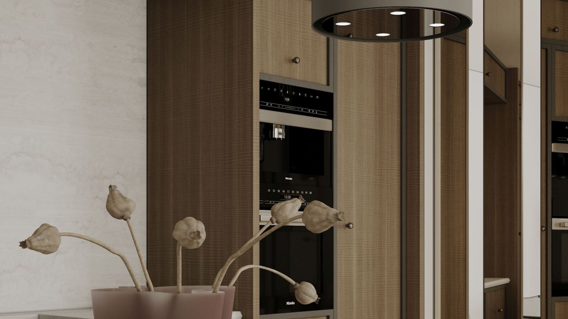 Ostrovčekový digestor Tubo Taupe - Taupe - Vizualizácia 3