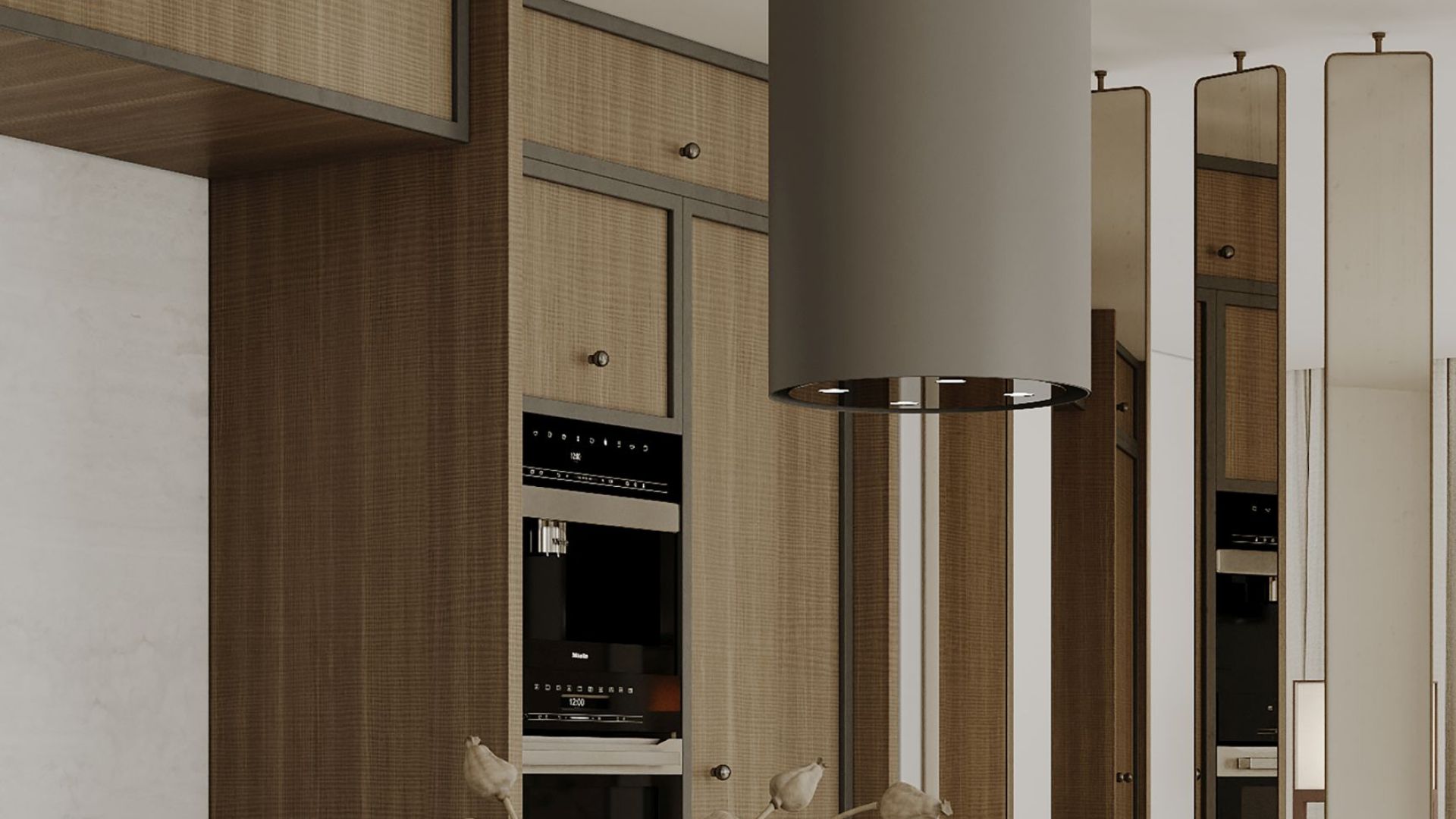 Ostrovčekový digestor Tubo Taupe - Taupe - Vizualizácia 5