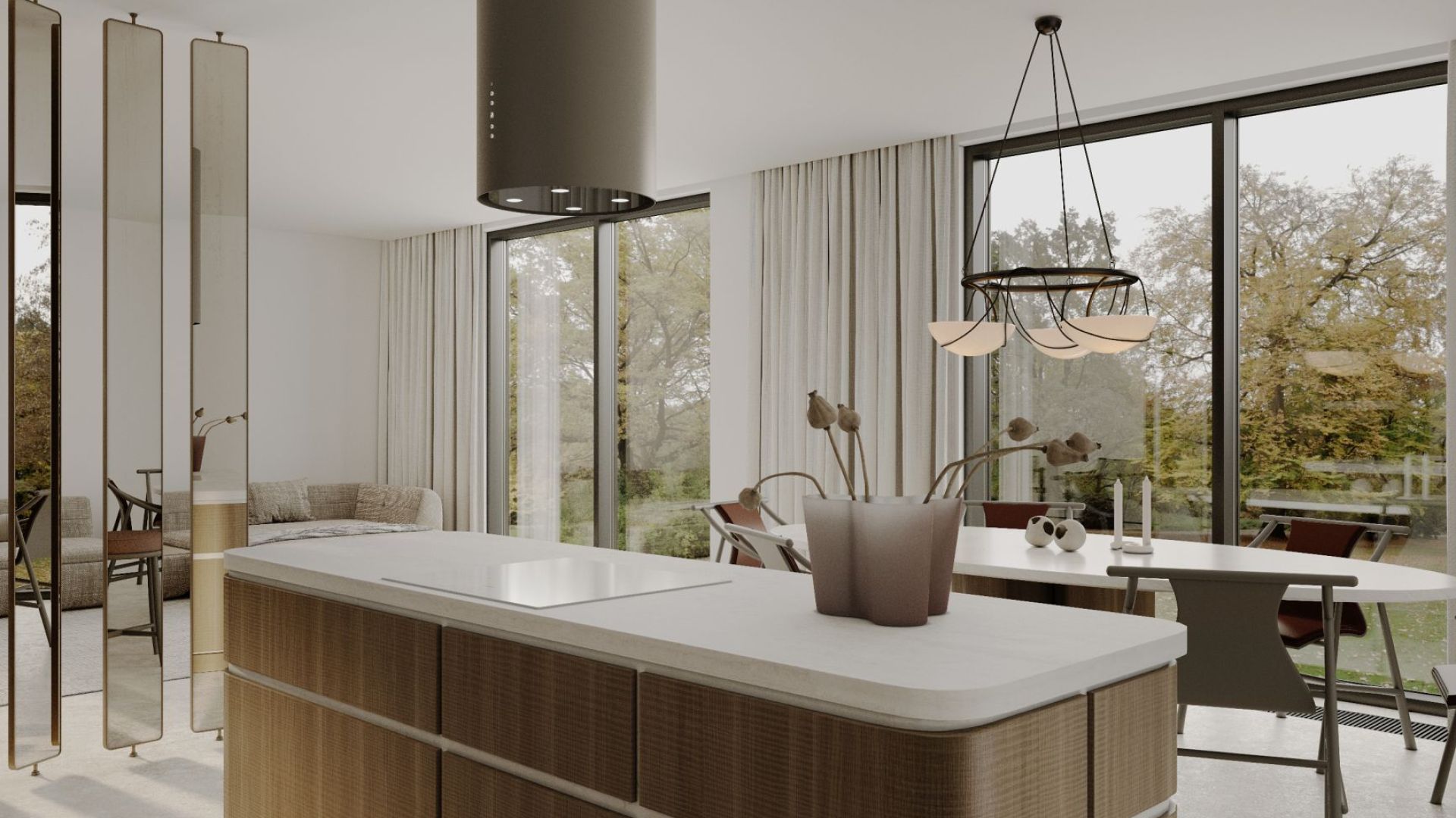 Ostrovčekový digestor Tubo Taupe - Taupe - Vizualizácia 6