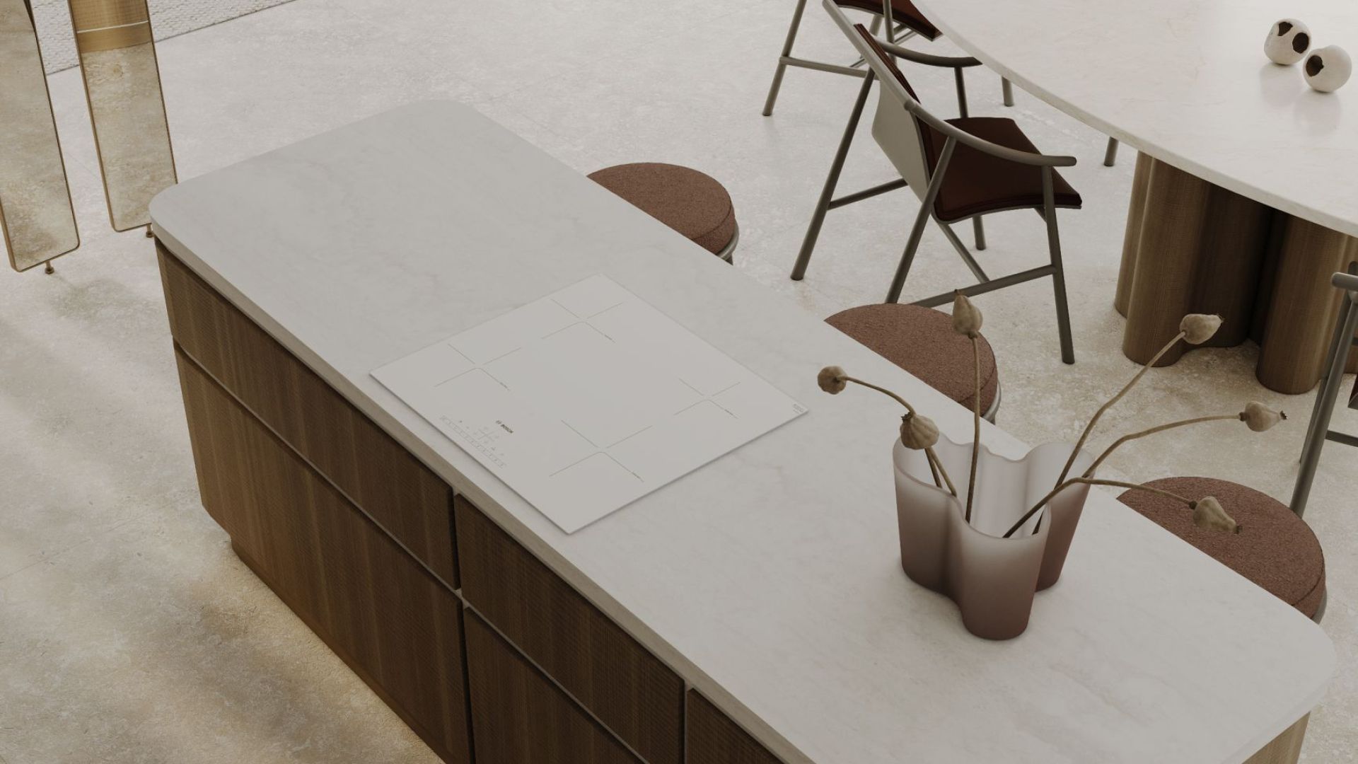 Ostrovčekový digestor Tubo Taupe - Taupe - Vizualizácia 7