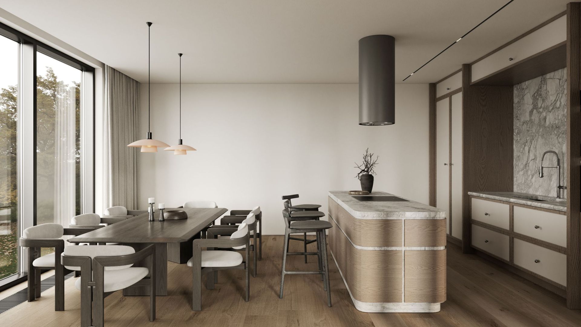 Ostrovčekový digestor Tubo Antracit - Antracite - Vizualizácia 4