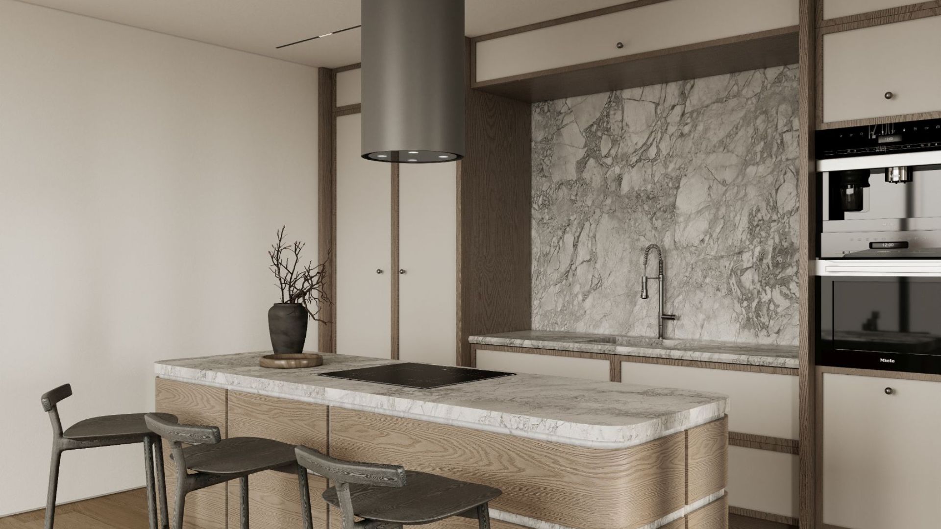 Ostrovčekový digestor Tubo Antracit - Antracite - Vizualizácia 6