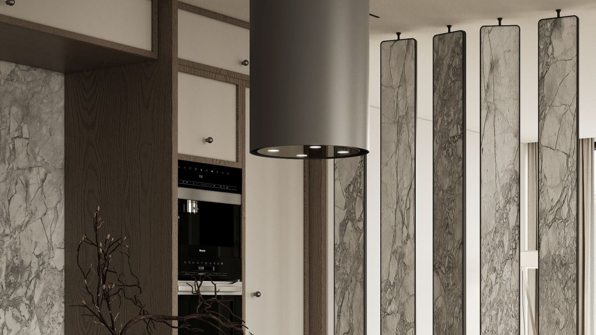 Ostrovčekový digestor Tubo Antracit - Antracite - Vizualizácia 8