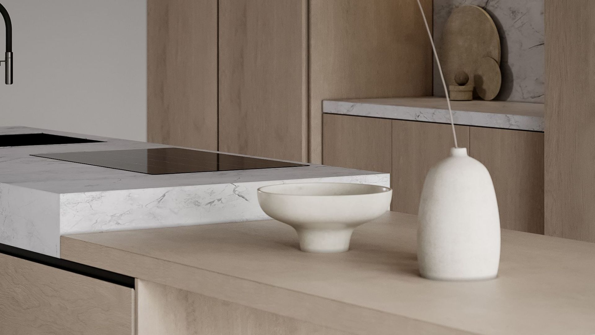 Ostrovčekový digestor Tubo Black Matt Gesture Control - Čierna matná - Vizualizácia 3