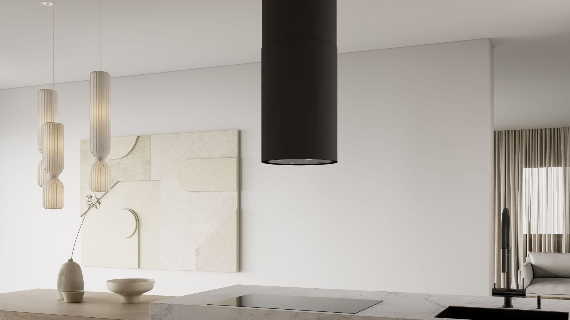 Ostrovčekový digestor Tubo Black Matt Gesture Control - Čierna matná - Vizualizácia 6