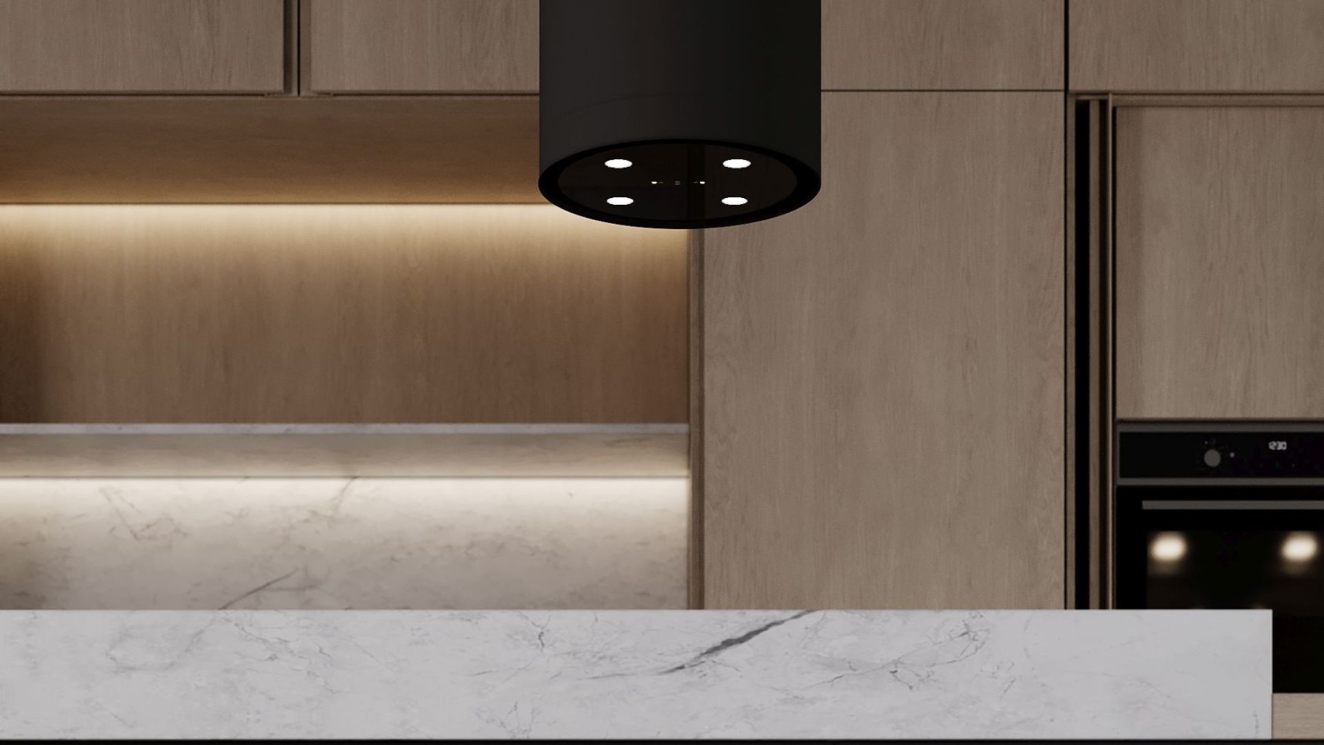 Ostrovčekový digestor Tubo Black Matt Gesture Control - Čierna matná - Vizualizácia 8