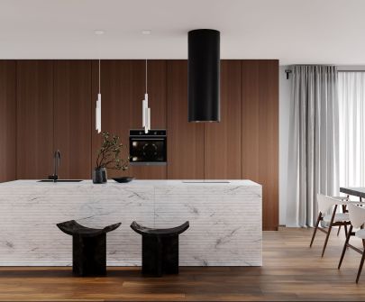 Ostrovčekový digestor Tubo Black Matt - Čierna matná - 40 cm - Vizualizácia