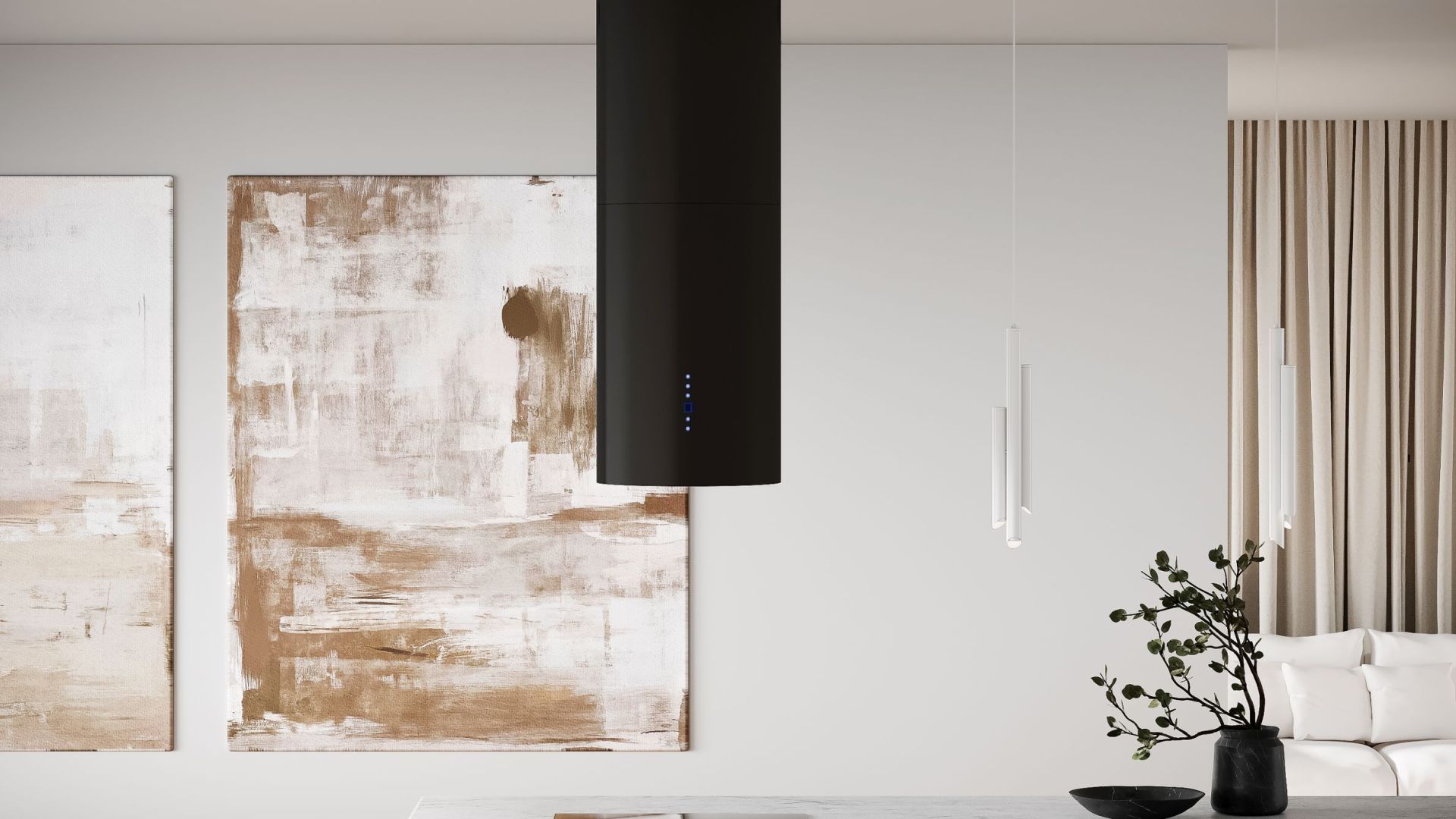 Ostrovčekový digestor Tubo Black Matt - Čierna matná - Vizualizácia 6