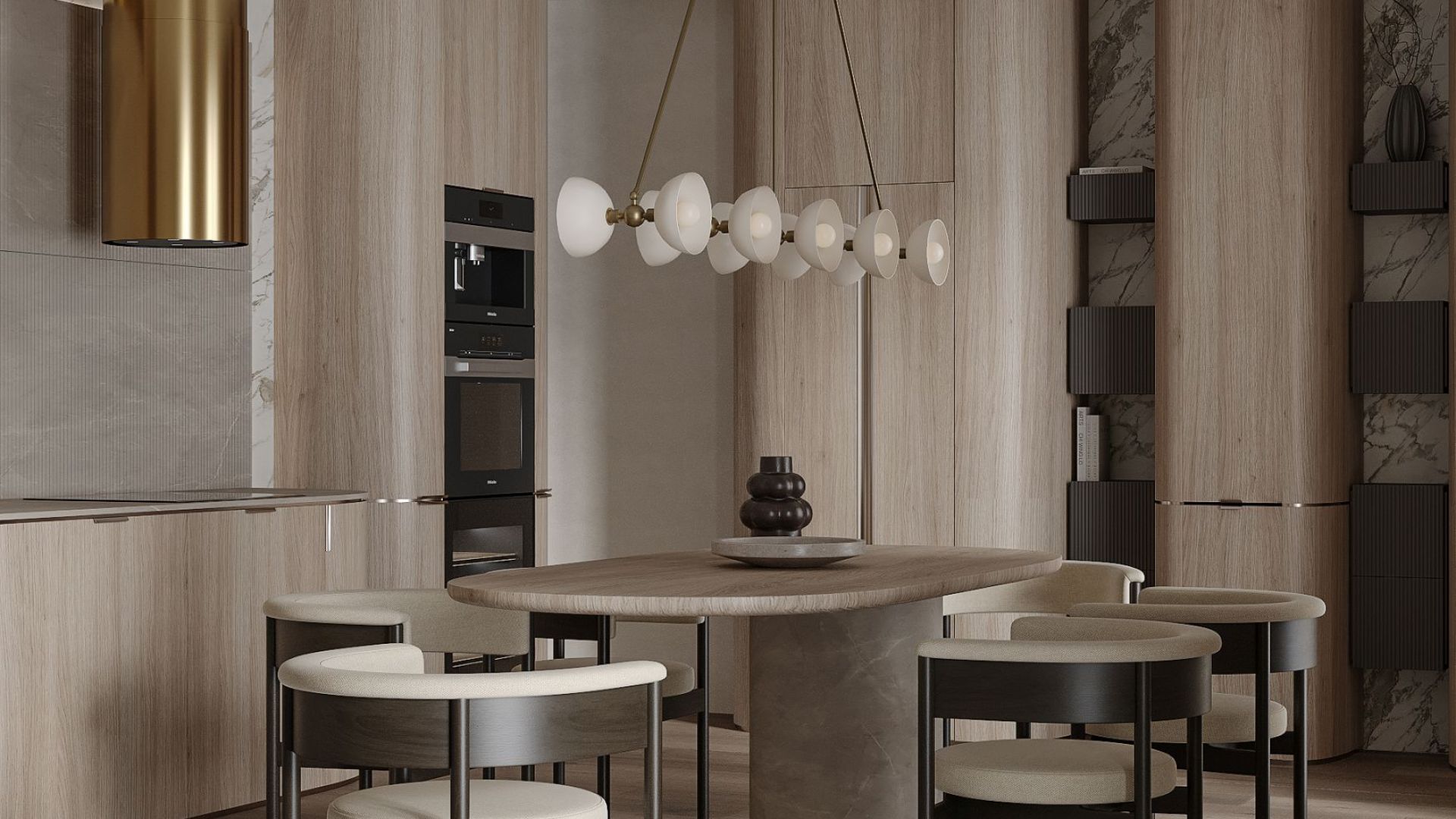 Ostrovčekový digestor Tubo Royal Gold Gesture Control - Gold - Vizualizácia 3