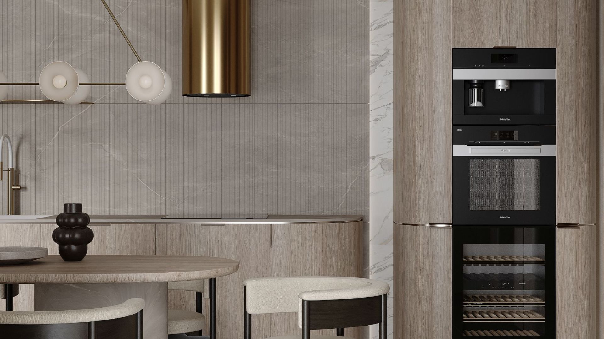 Ostrovčekový digestor Tubo Royal Gold Gesture Control - Gold - Vizualizácia 6