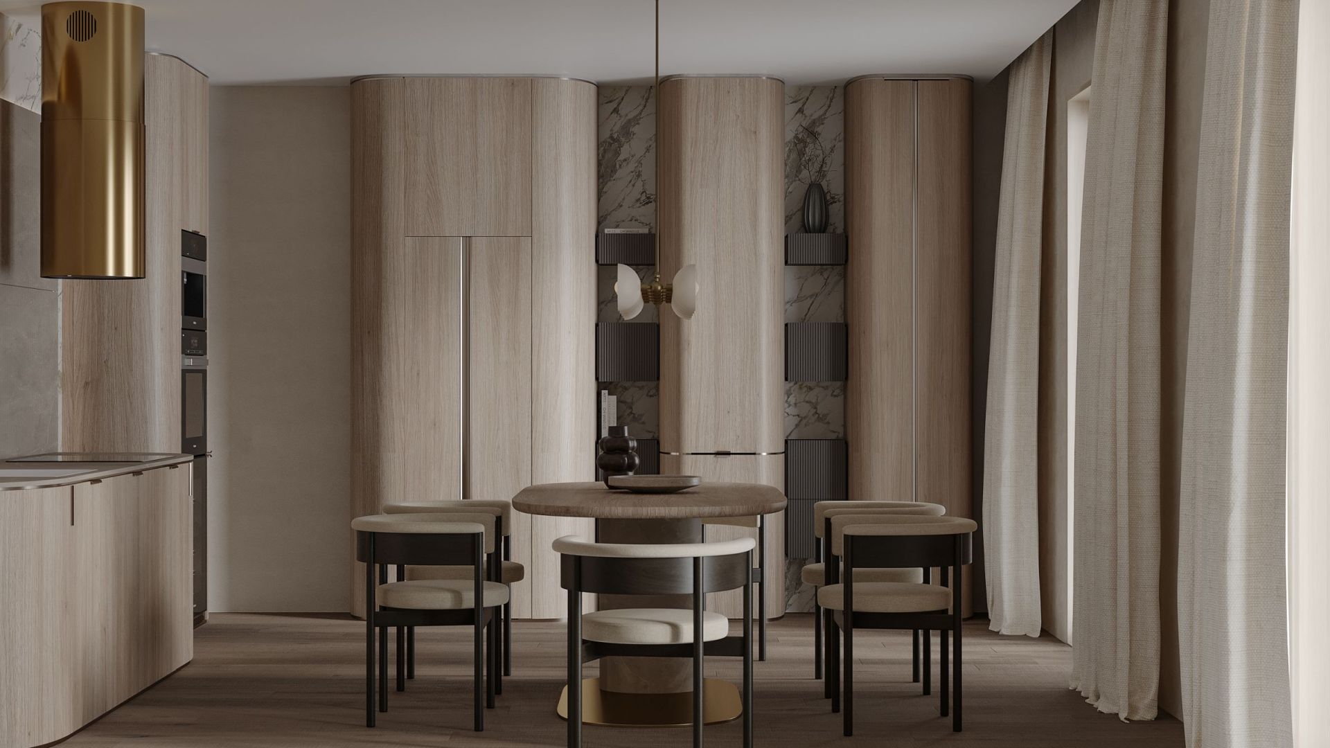 Ostrovčekový digestor Tubo Royal Gold Gesture Control - Gold - Vizualizácia 9