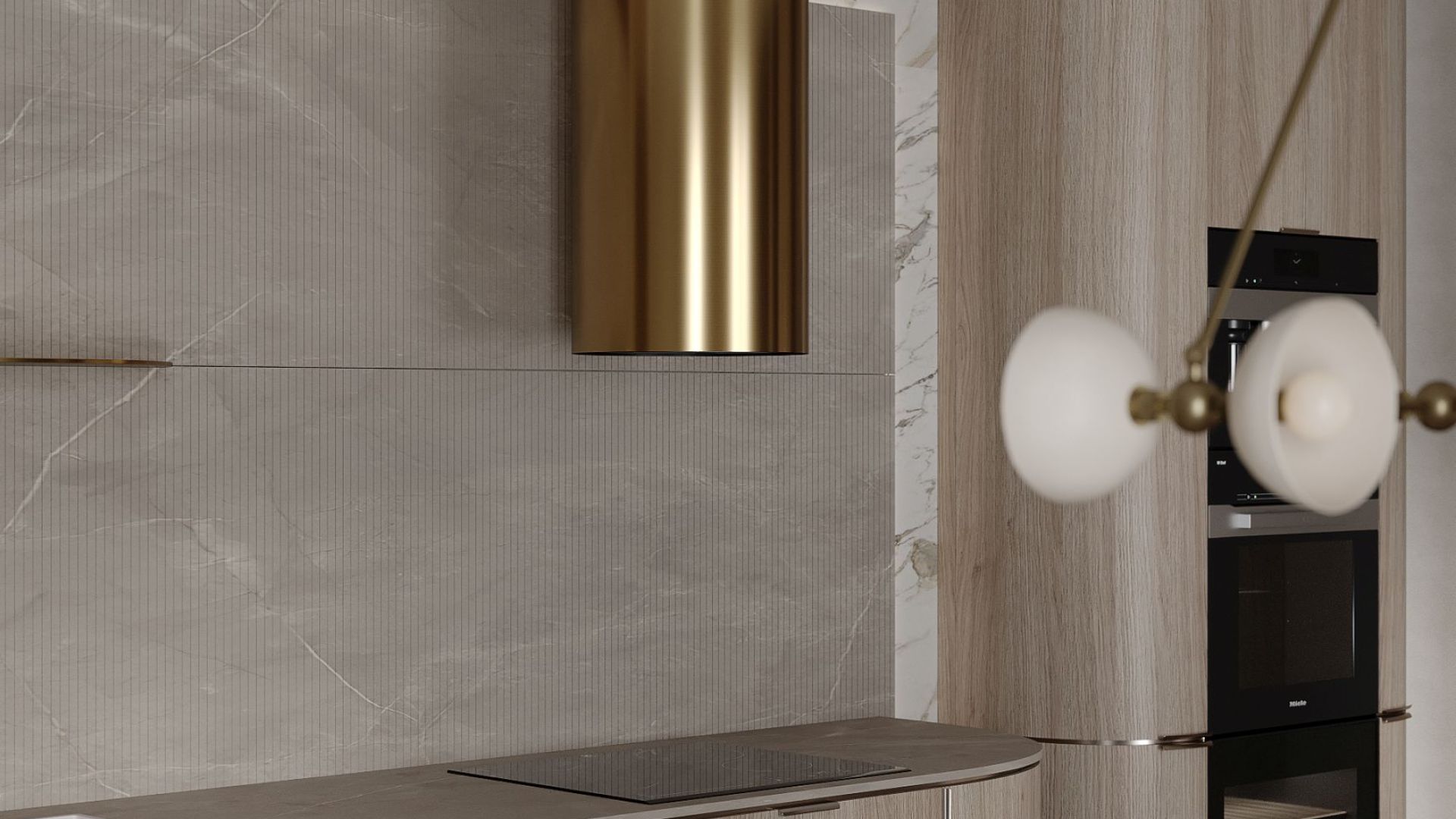 Ostrovčekový digestor Tubo Royal Gold Gesture Control - Gold - Vizualizácia 7