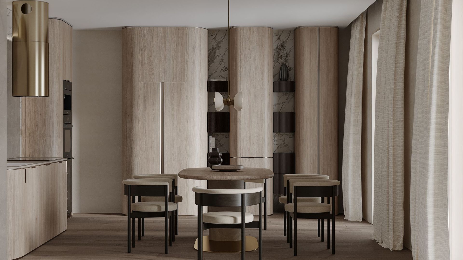 Ostrovčekový digestor Tubo Sterling Gold Gesture Control - Gold - Vizualizácia 7