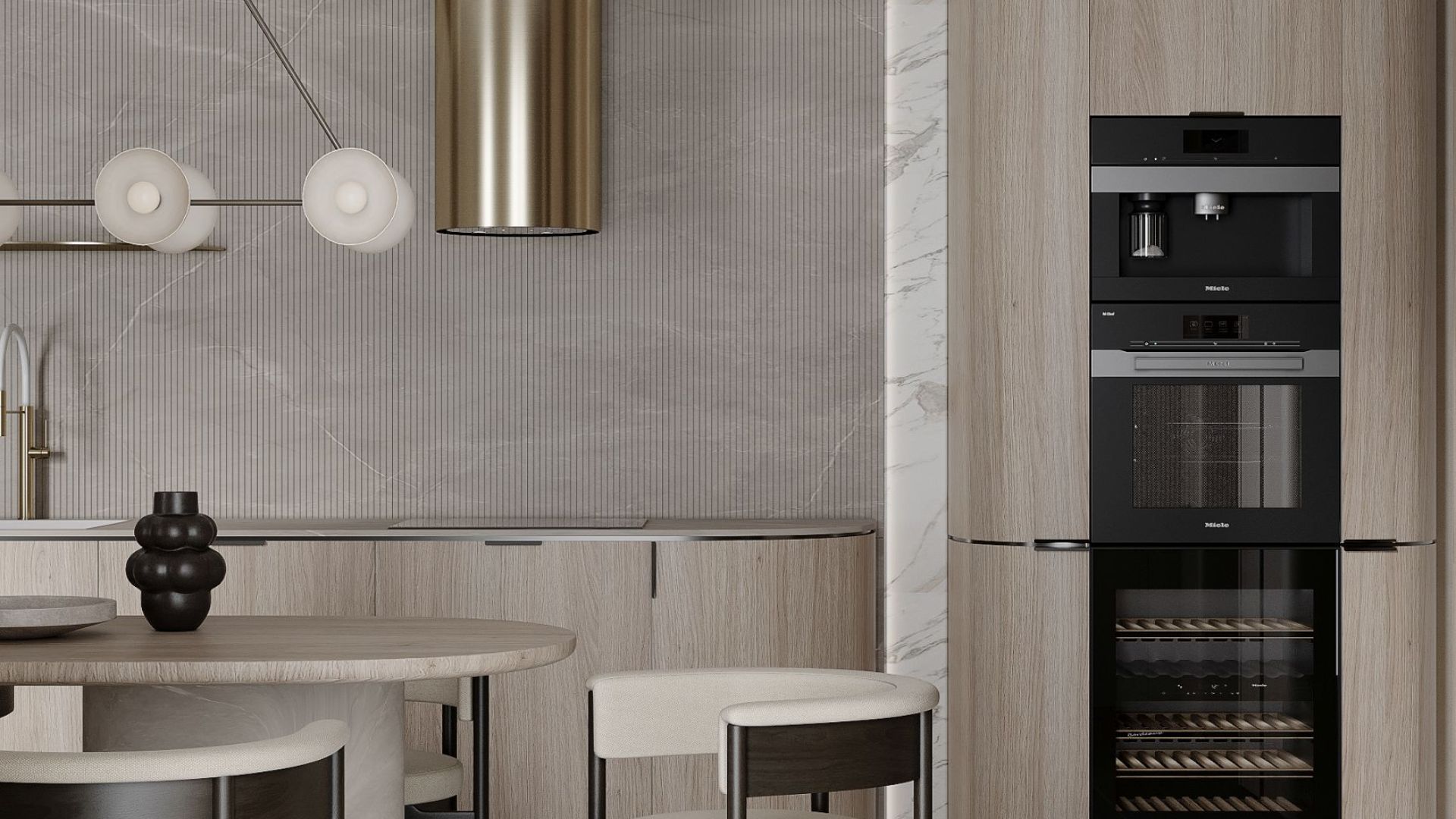 Ostrovčekový digestor Tubo Sterling Gold Gesture Control - Gold - Vizualizácia 8