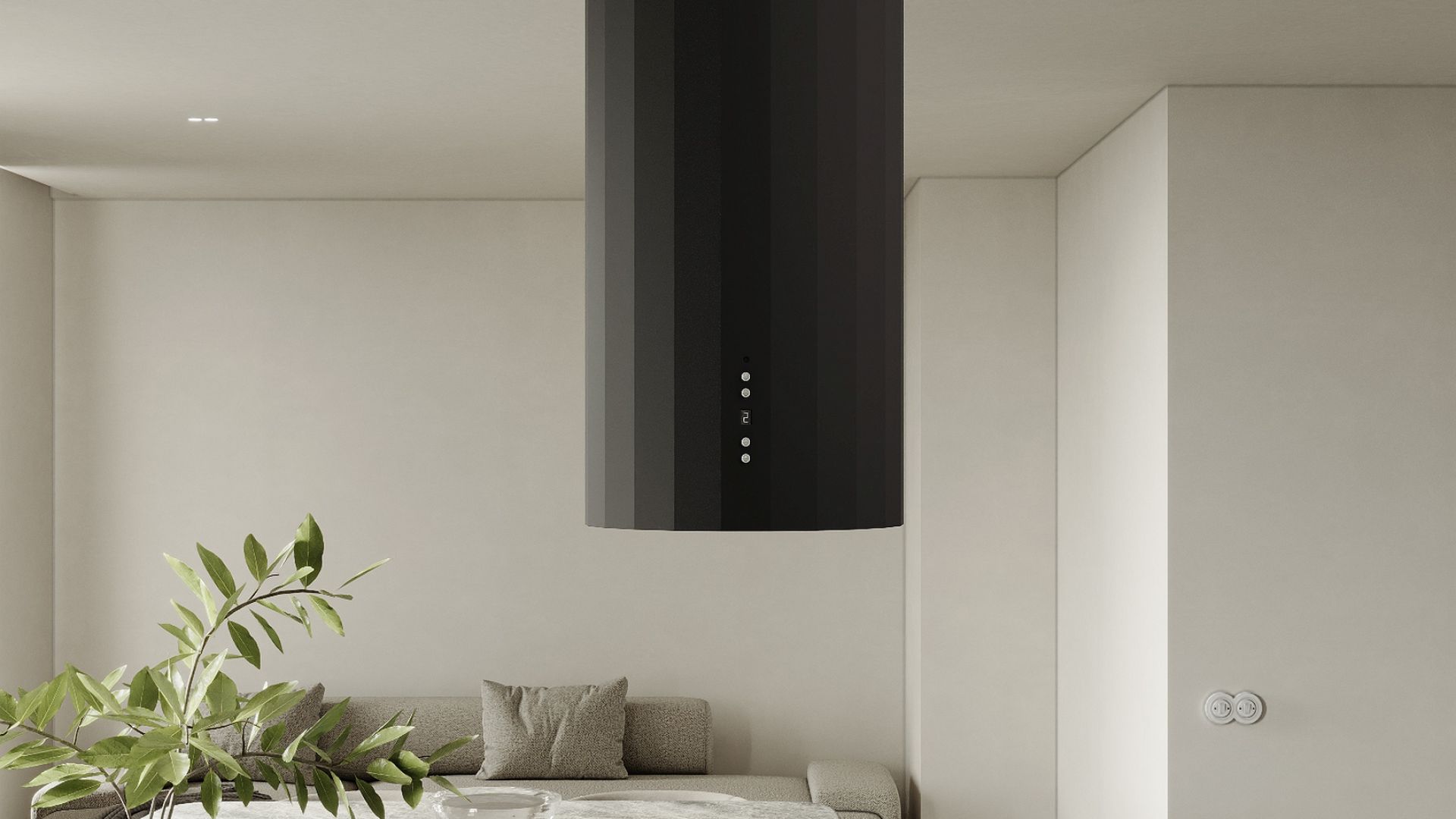 Ostrovčekový digestor Viva Black Matt - Čierna matná - Vizualizácia 2
