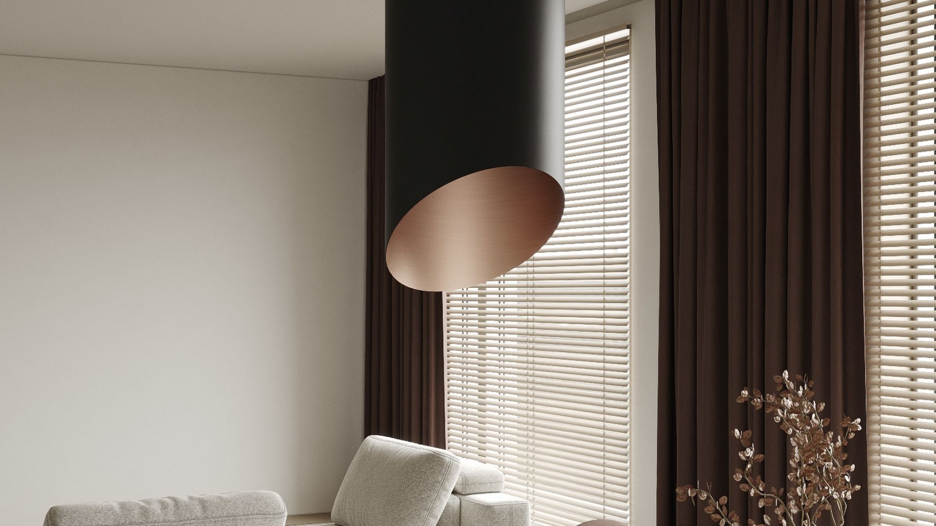 Ostrovčekový digestor Hiro Color Black-Copper - Black Matt/Copper - Vizualizácia 7