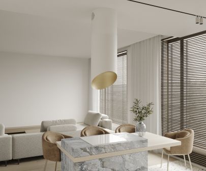 Ostrovčekový digestor Hiro Color White-Gold - White Matt/Gold - 40 cm - Vizualizácia