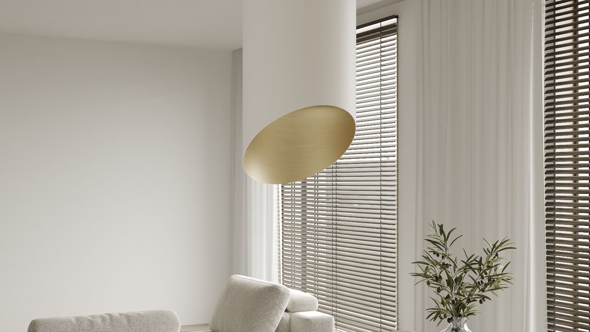 Ostrovčekový digestor Hiro Color White-Gold - White Matt/Gold - Vizualizácia 4