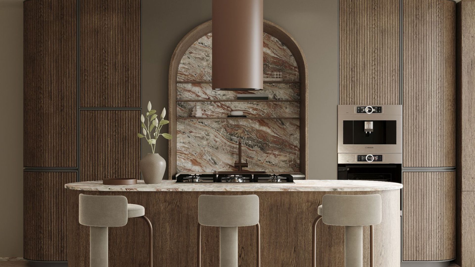 Ostrovčekový digestor Cylindro Eco Dusty Rose - Dusty Rose - Vizualizácia 2