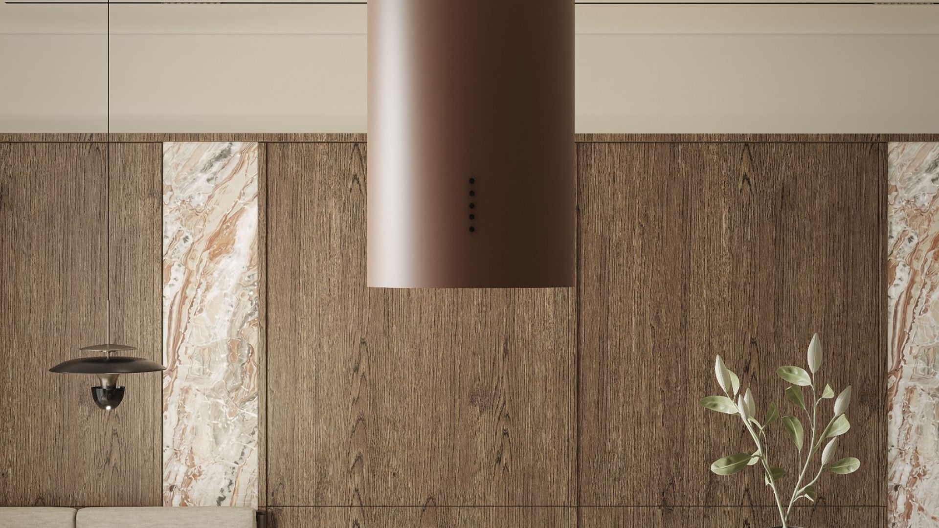 Ostrovčekový digestor Cylindro Eco Dusty Rose - Dusty Rose - Vizualizácia 4