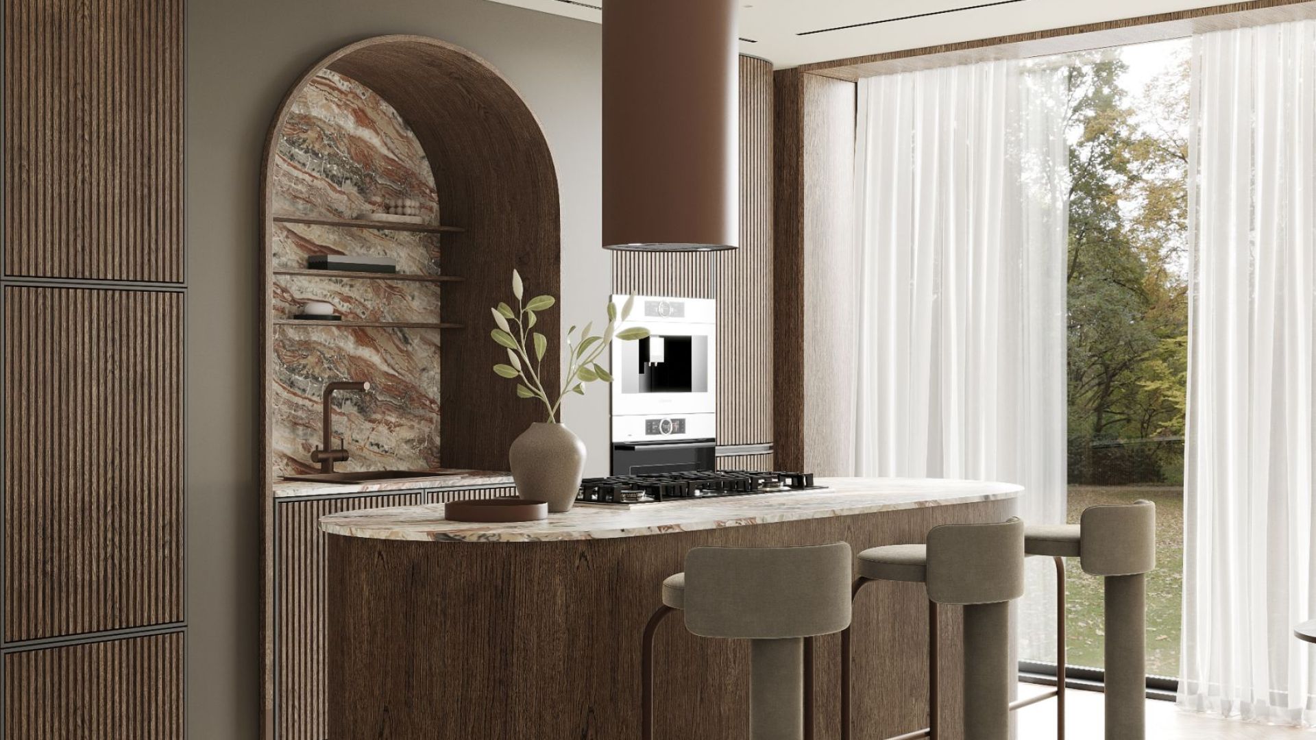 Ostrovčekový digestor Cylindro Eco Dusty Rose - Dusty Rose - Vizualizácia 7