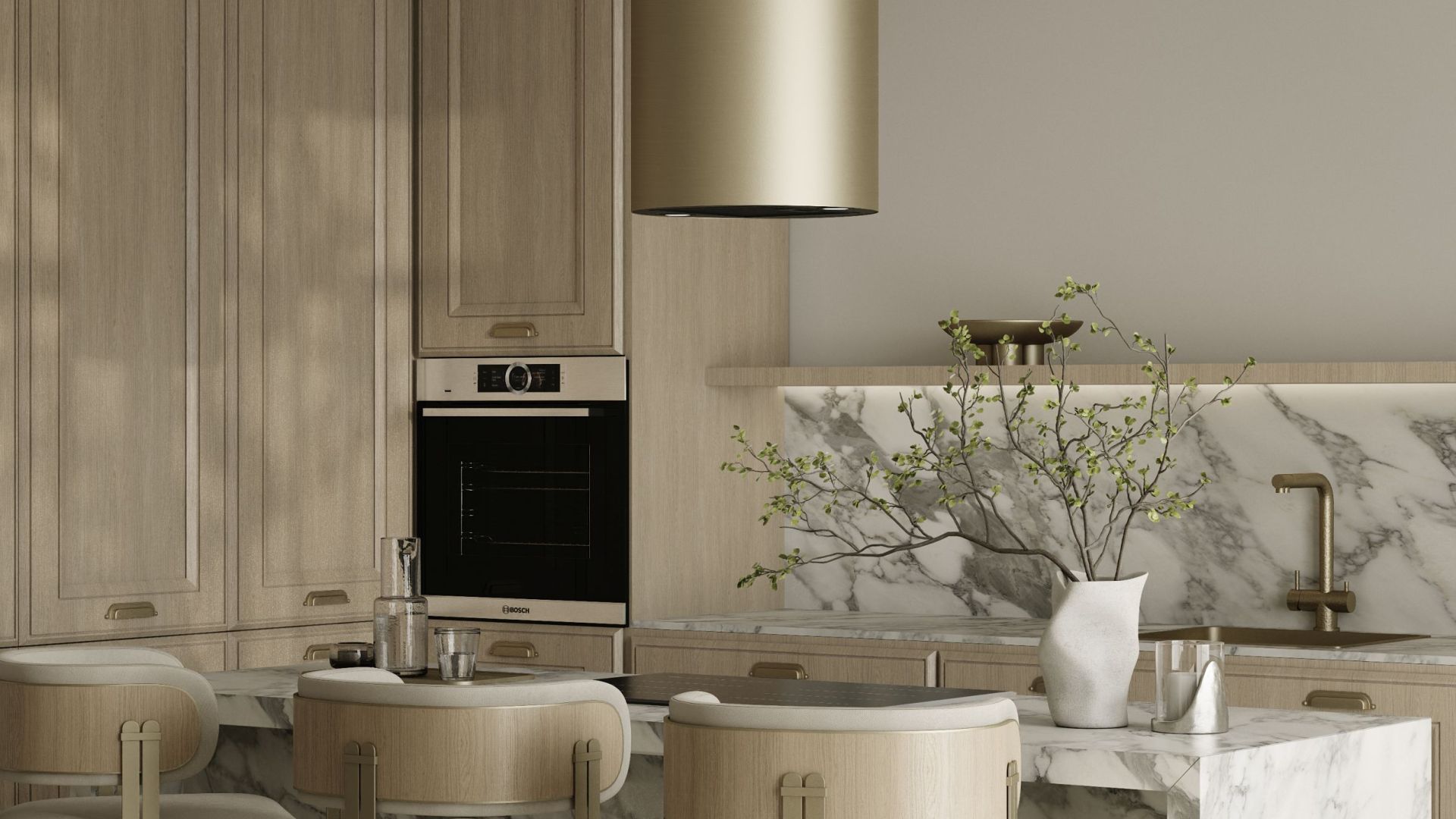 Ostrovčekový digestor Cylindro Eco Gold - Gold - Vizualizácia 5