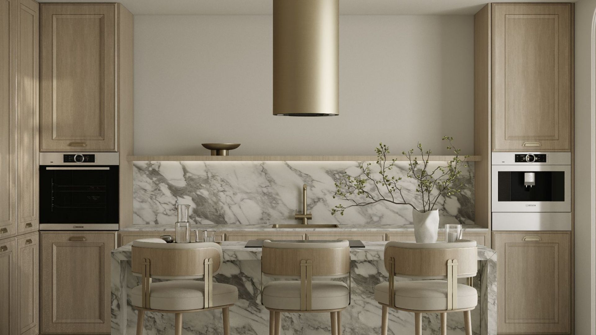 Ostrovčekový digestor Cylindro Eco Gold - Gold - Vizualizácia 9