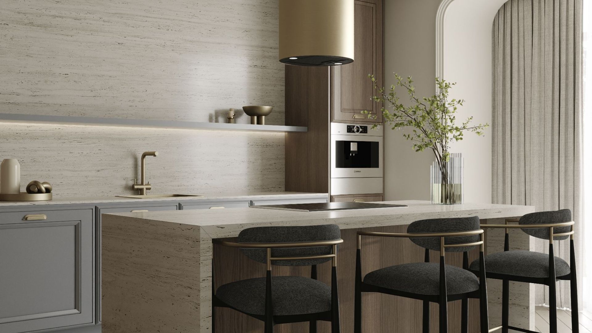 Ostrovčekový digestor Cylindro Gold - Gold - Vizualizácia 8